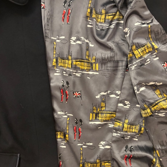 Boden Black Blazer Jacket with Silk London Print Lining - Picture 6 of 8